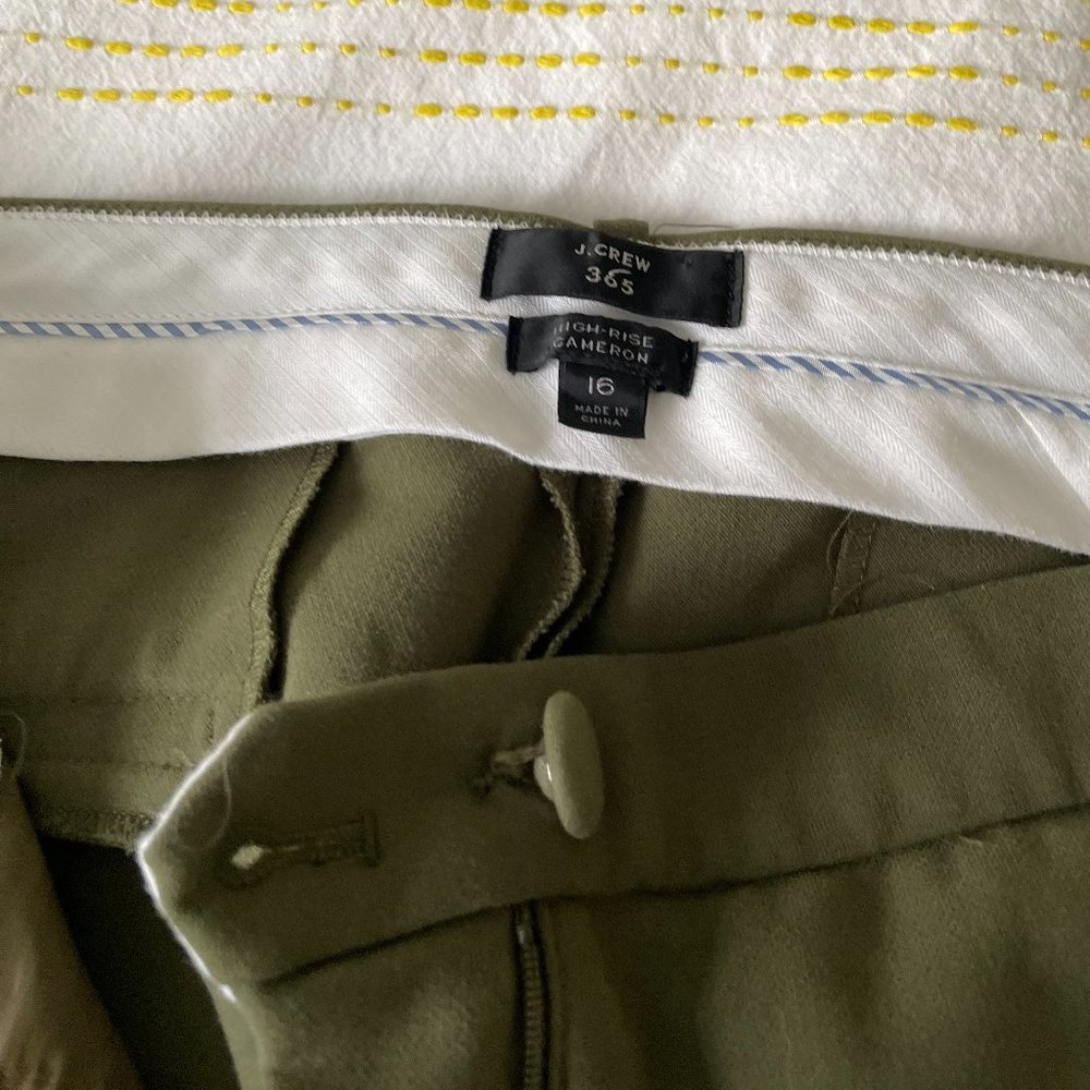 J. Crew High Rise Cameron Olive Pants